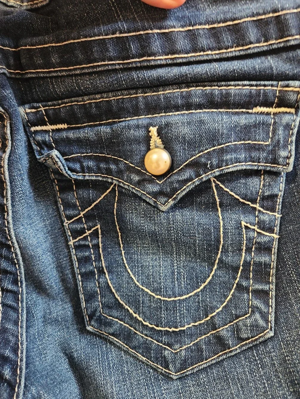 True Religion Becky Y2K Pearl Button Flap Pocket Bootcut Jeans Size 31 - Picture 12 of 15